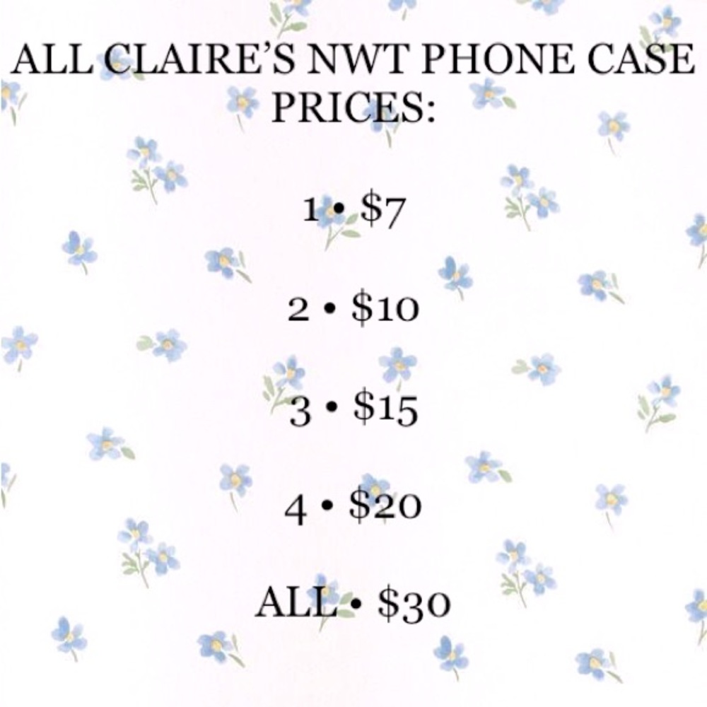 NWT Claire’s iPhone Cases (multiple sizes!!)